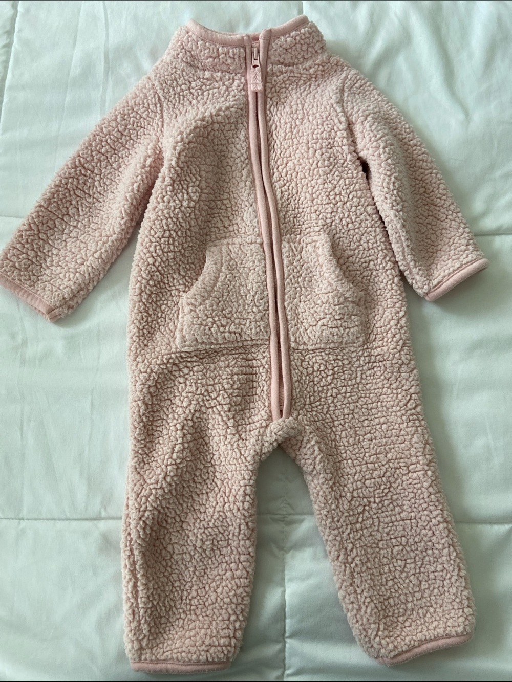 Kids Cozy Zip-Front One-Piece in Light Pink
